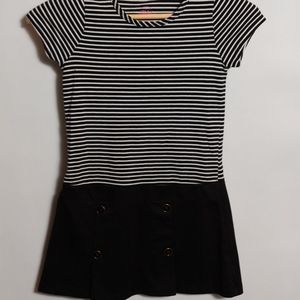 Faded Glory girls black white stripped dress.